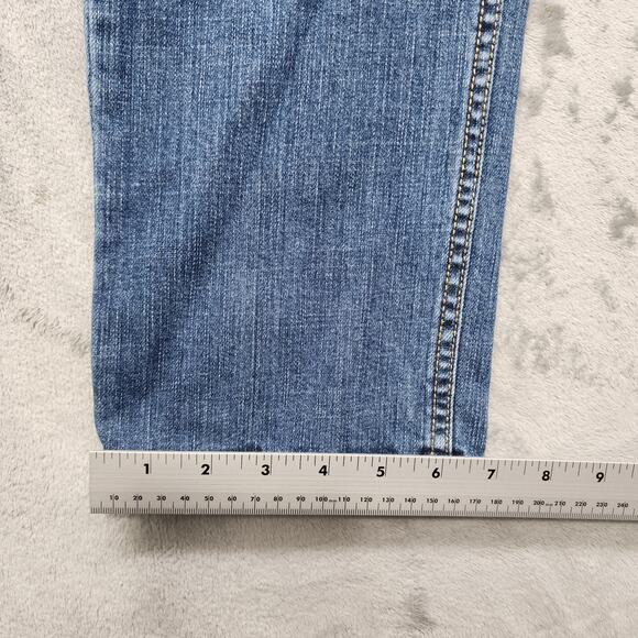 Simply Vera Vera Wang Jeans Womens 12 Blue Distressed Crop Straight Leg Stretch - Picture 13 of 14